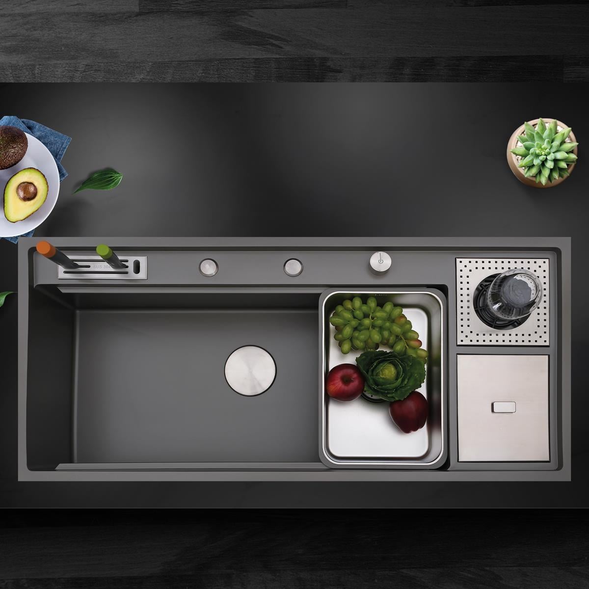 Verona El Yapımı Nano Eviye Seti 106x48 cm Mat Gri (Gun Grey)