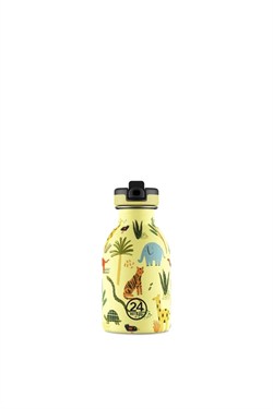 24Bottles Kids Bottle Paslanmaz Pipetli Çelik Çocuk Su Matarası 250 ml, Jungle Friends