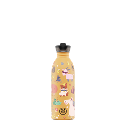 24Bottles Kids Bottle Pipetli Paslanmaz Çelik Çocuk Su Matarası 500 ml, Farm Friends