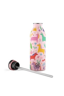 24Bottles Kids Bottle Pipetli Paslanmaz Çelik Çocuk Su Matarası 500 ml, Magic Friends