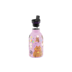 24Bottles Kids Bottle Pipetli Paslanmaz Çelik Termos 330 ml, Meow Friends