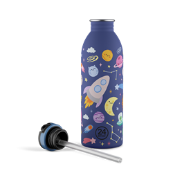 24Bottles Kids Bottle Pipetli Paslanmaz Çelik Çocuk Su Matarası 500 ml, Space Friends