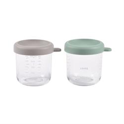 Bebek cam mama kavanozu 2li set, 250 ml Sage green / 250 ml Gazelle