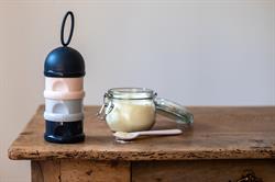 3 Katmanlı Süt Tozu Kutusu ve Atıştırmalık Kabı (Dark blue + Grey + Pink)