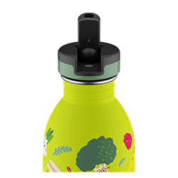 24Bottles Kids Bottle Pipetli Paslanmaz Çelik Çocuk Su Matarası 500 ml, Veggie Friends