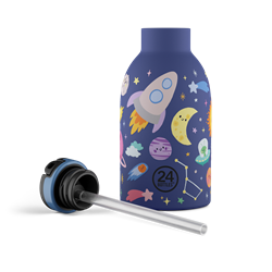 24Bottles Kids Bottle Pipetli Paslanmaz Çelik Termos 330 ml, Space Friends