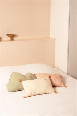 Nobodinoz İşlemeli Fransız Keten Yastık, Powder Pink