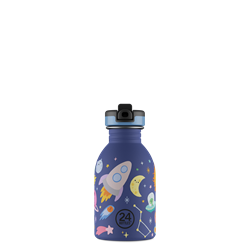 24Bottles Kids Bottle Pipetli Paslanmaz Çelik Çocuk Su Matarası 250 ml, Space Friends