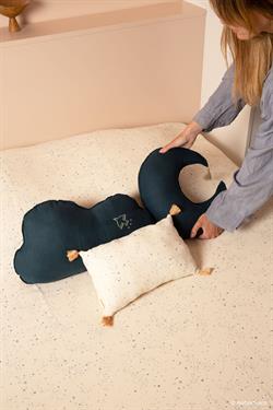 Nobodinoz İşlemeli Fransız Keten Yastık, Cloud Deep Blue