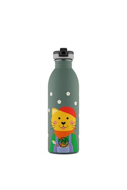 24Bottles Kids Bottle Paslanmaz Çelik Çocuk Su Matarası 500 ml, Smart Cat