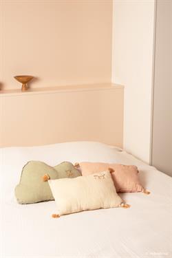 Nobodinoz İşlemeli Fransız Keten Yastık, Cloud Green Matcha