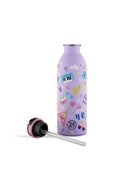 24Bottles Kids Bottle Pipetli Paslanmaz Çelik Çocuk Su Matarası 500 ml, Music Friends