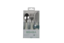 Beaba Paslanmaz Çelik Çatal Bıçak Kaşık Seti, Misty green