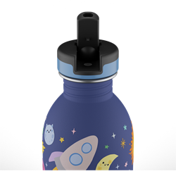 24Bottles Kids Bottle Pipetli Paslanmaz Çelik Çocuk Su Matarası 250 ml, Space Friends