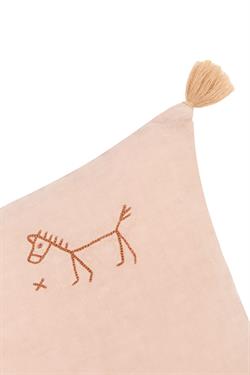 Nobodinoz İşlemeli Fransız Keten Yastık, Powder Pink