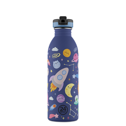 24Bottles Kids Bottle Pipetli Paslanmaz Çelik Çocuk Su Matarası 500 ml, Space Friends