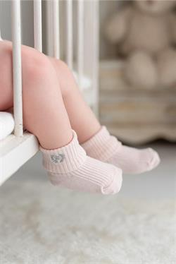 3lü Pembe Kız Bebek Çocuk Simli Nakışlı Çorap