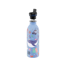 24Bottles Kids Bottle Pipetli Paslanmaz Çelik Çocuk Su Matarası 500 ml, Ocean Friends