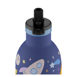 24Bottles Kids Bottle Pipetli Paslanmaz Çelik Termos 330 ml, Space Friends