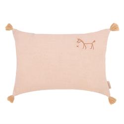 Nobodinoz İşlemeli Fransız Keten Yastık, Powder Pink