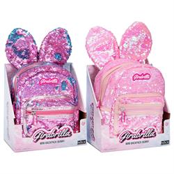 Payetli Sırt Çantası Tavşan, Koyu Pembe