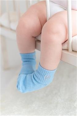 3lü Mavi Bebek Çocuk Arma Nakışlı Çorap