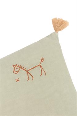 Nobodinoz İşlemeli Fransız Keten Yastık, Green Matcha