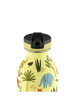 24Bottles Kids Bottle Paslanmaz Pipetli Çelik Çocuk Su Matarası 250 ml, Jungle Friends