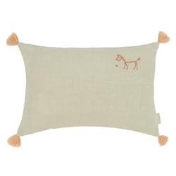 Nobodinoz İşlemeli Fransız Keten Yastık, Green Matcha