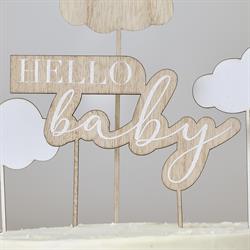 Ahşap Pasta Süsü - Hello Baby