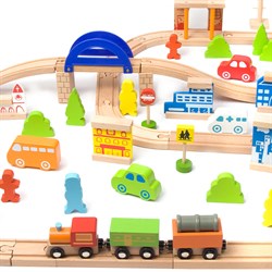 Classic World Ahşap 110 Parçalı Tren Seti