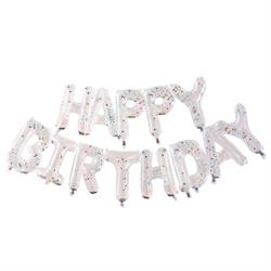 Ginger Ray - Balloon Bunting Brights Confetti Clear Foil - Happy Birthday Balon - Renkli Konfetiler