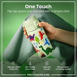 ION8 - Paslanmaz Çelik Çocuk Suluk - Dinozorlar - 400 Ml - Sızdırmaz