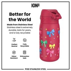 ION8 - Paslanmaz Çelik Çocuk Suluk - Fiyonklar - 400 Ml - Sızdırmaz