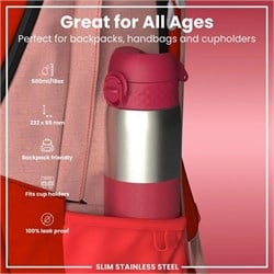 ION8 - Paslanmaz Çelik İnce Suluk - Fuşya - 600 Ml - Sızdırmaz