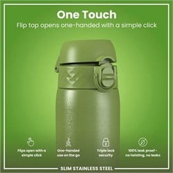 ION8 - Paslanmaz Çelik İnce Suluk - Haki Yeşili - 600 Ml - Sızdırmaz