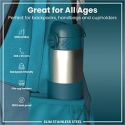 ION8 - Paslanmaz Çelik İnce Suluk - Koyu Turkuaz - 600 Ml - Sızdırmaz