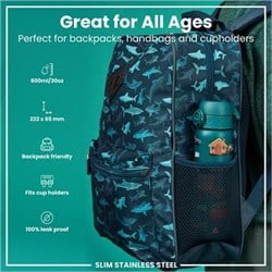 ION8 - Paslanmaz Çelik İnce Suluk - Otomobiller - 600 Ml - Sızdırmaz