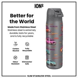 ION8 - Paslanmaz Çelik İnce Suluk - Yarış Arabaları - 600 Ml - Sızdırmaz