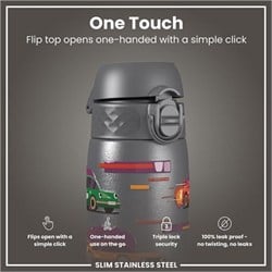 ION8 - Paslanmaz Çelik İnce Suluk - Yarış Arabaları - 600 Ml - Sızdırmaz