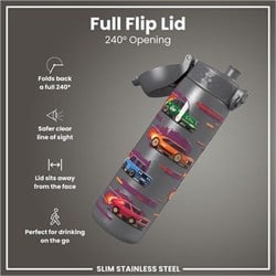 ION8 - Paslanmaz Çelik İnce Suluk - Yarış Arabaları - 600 Ml - Sızdırmaz