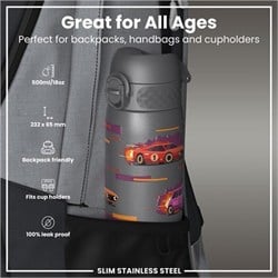 ION8 - Paslanmaz Çelik İnce Suluk - Yarış Arabaları - 600 Ml - Sızdırmaz