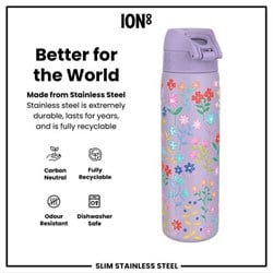 ION8 - Paslanmaz Çelik İnce Suluk - Zarif Çiçekli - 600 Ml - Sızdırmaz