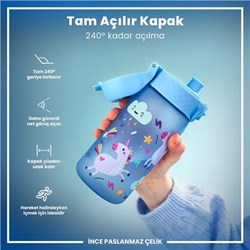 ION8 - Çocuk Suluk - Mavi Unicorn- 350 Ml - Sızdırmaz - BPA İçermeyen