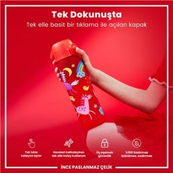 Ion8 - İnce Suluk - Kırmızı Unicorn - 500 Ml - Sızdırmaz - BPA İçermeyen