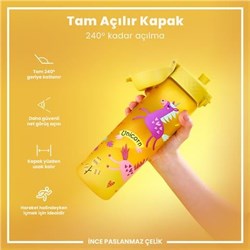 Ion8 - İnce Suluk - Sarı Unicorn - 500 Ml - Sızdırmaz - BPA İçermeyen