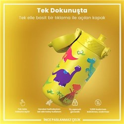Ion8 - Paslanmaz Çelik Çocuk Suluk - Dinozorlar - 400 Ml - Sızdırmaz