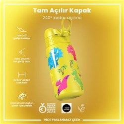 Ion8 - Paslanmaz Çelik Çocuk Suluk - Dinozorlar - 400 Ml - Sızdırmaz
