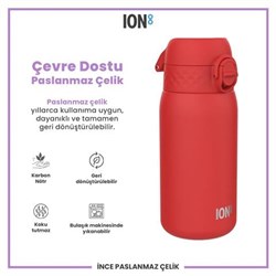 Ion8 - Paslanmaz Çelik Çocuk Suluk - Kırmızı - 400 Ml - Sızdırmaz