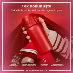 Ion8 - Paslanmaz Çelik Çocuk Suluk - Kırmızı - 400 Ml - Sızdırmaz